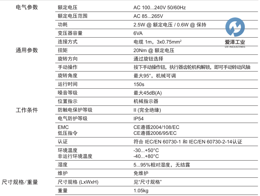 BELIMO風(fēng)閥執(zhí)行器SM230A 愛(ài)澤工業(yè)izeindustries (2).png