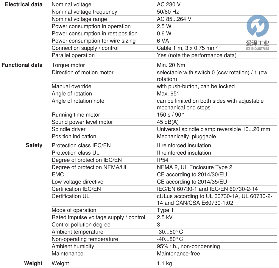 BELIMO風(fēng)閥執(zhí)行器SM230A 愛(ài)澤工業(yè)izeindustries (1).png