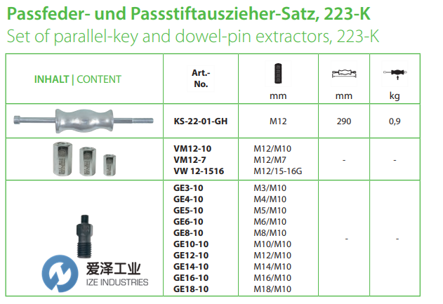 KUKKO平行鍵和銷釘提取器套裝223-K 愛澤工業(yè) izeindustries.png